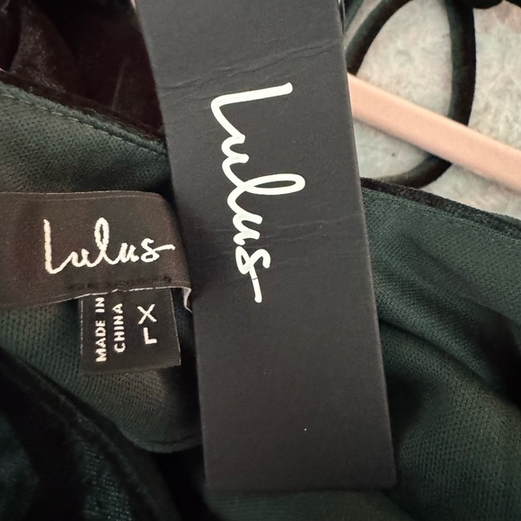 Lulus Elegant V-Neck Green Velvet Dress XL - Picture 8 of 15